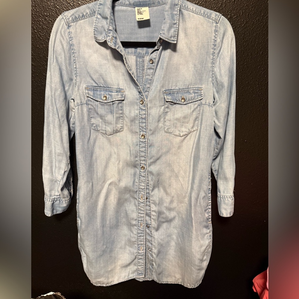H&M Sky Blue Denim Shirt Dress